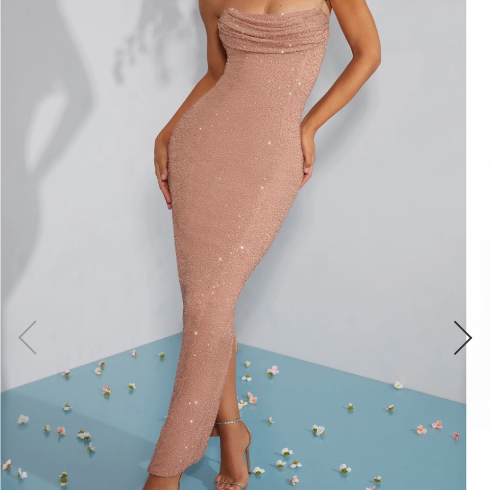 Strapless Sequin Dress in Blush